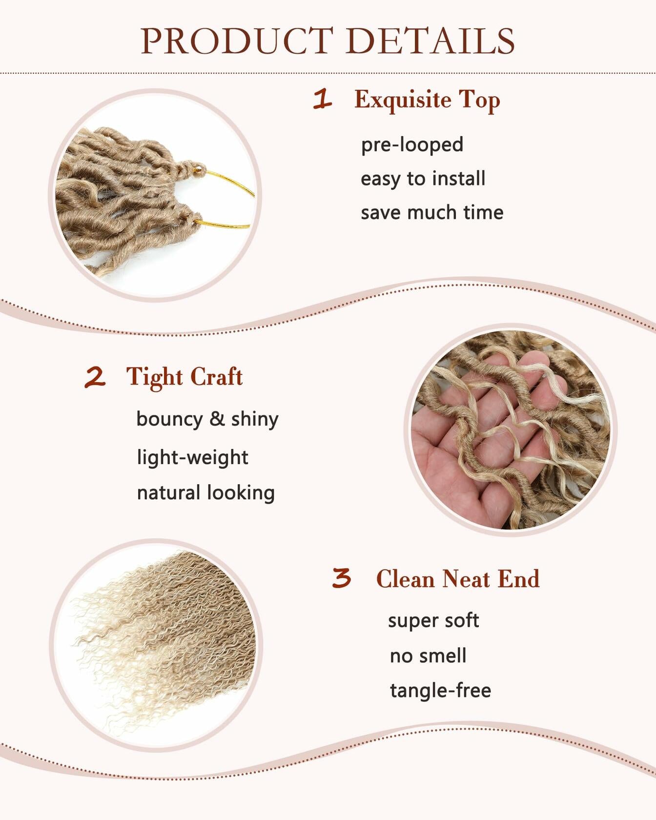 Goddess Locs Crochet Hair 12 Inch 8 Packs River Faux Locs 27/613# Size 12in