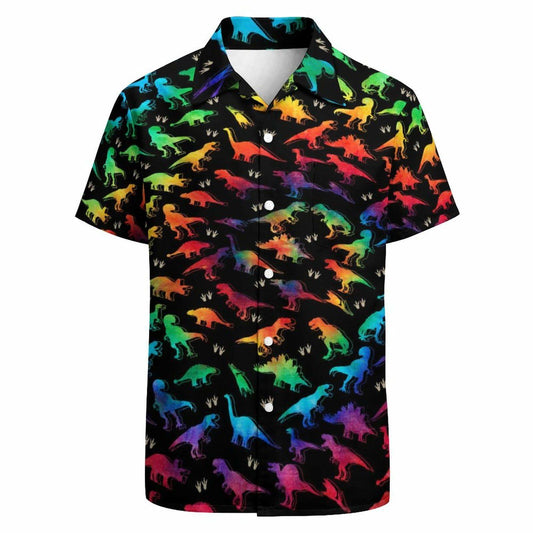 GADZILLE Mens Dinosaur Tie Dye Button Down Shirt Rainbow Size XXL