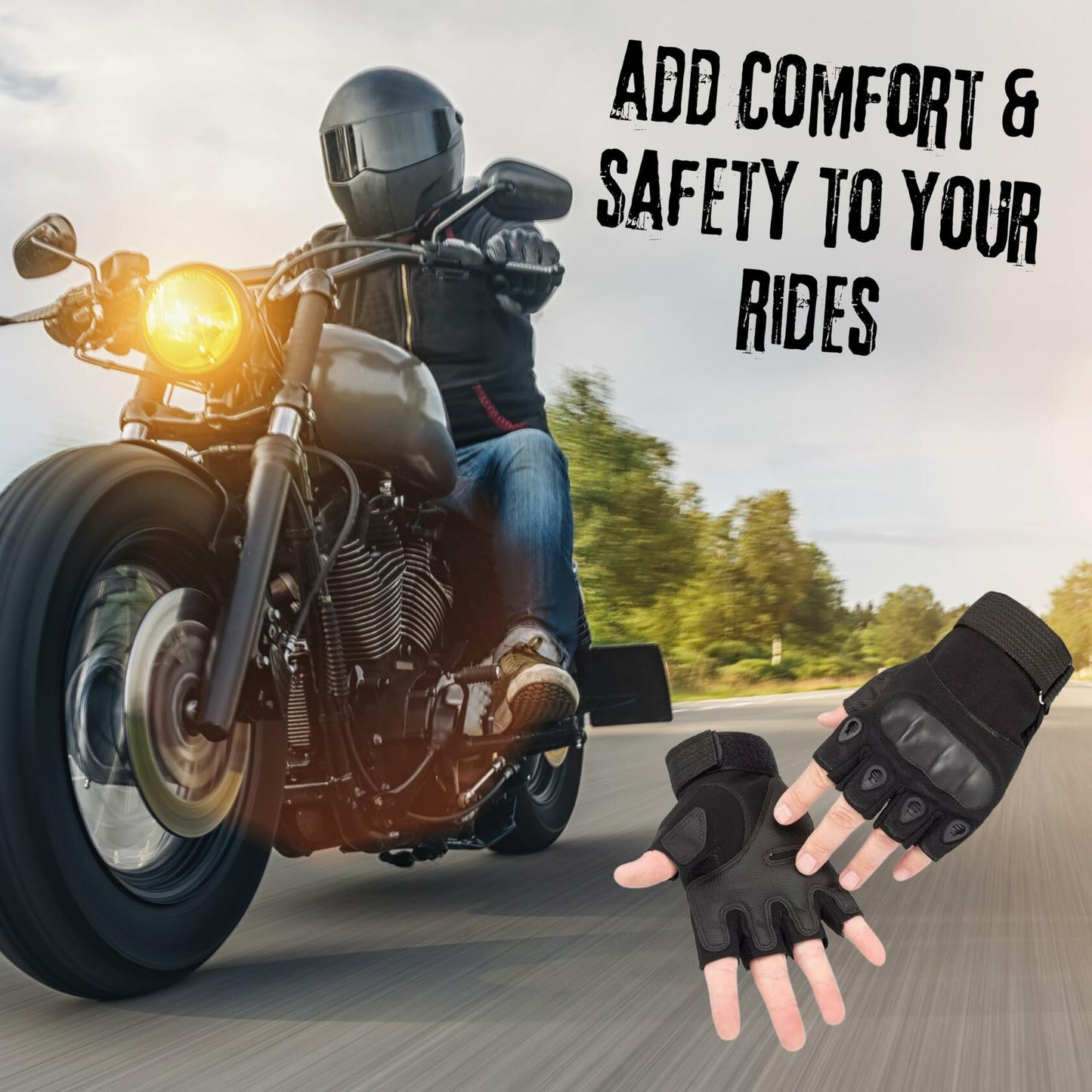 Boundless Performance Tactical Fingerless Knuckle Gloves Black