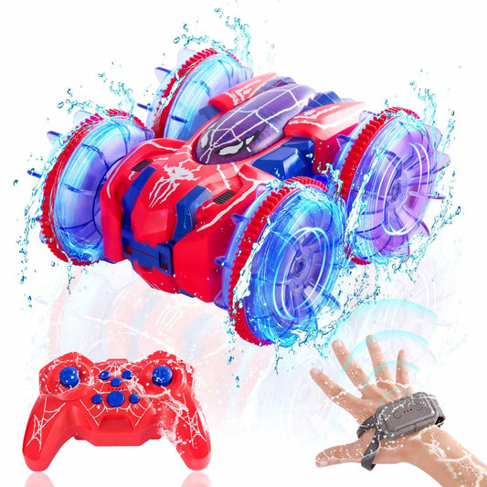 Spider Waterproof 2.4Ghz 4WD Remote Control Stunt Car with LED Lights Blue
