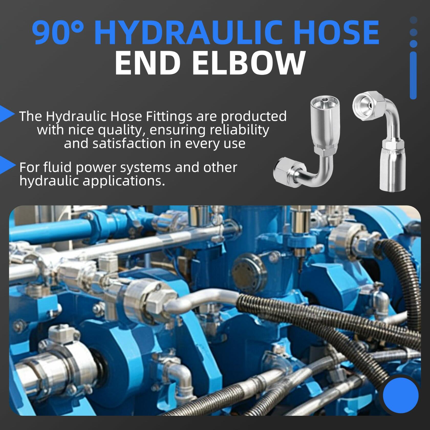 10 pcs Hydraulic 5/16" Hose x 3/4" JIC 37° Female 90° Elbow Fittings