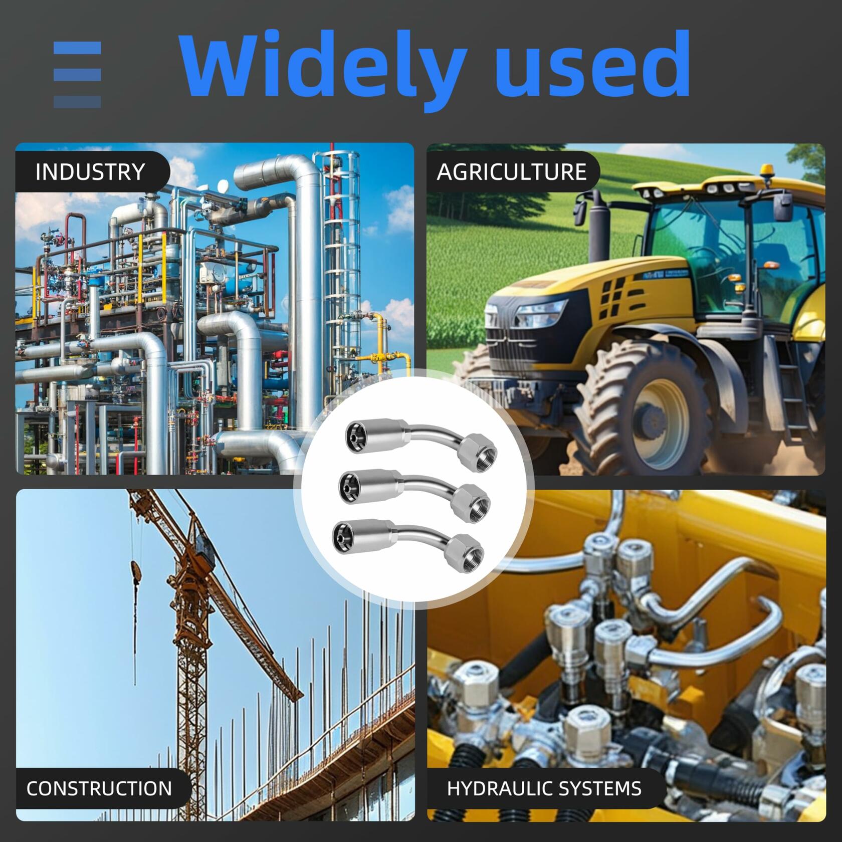 10 pcs Hydraulic 5/16" Hose x 3/4" JIC 37° Female 90° Elbow Fittings