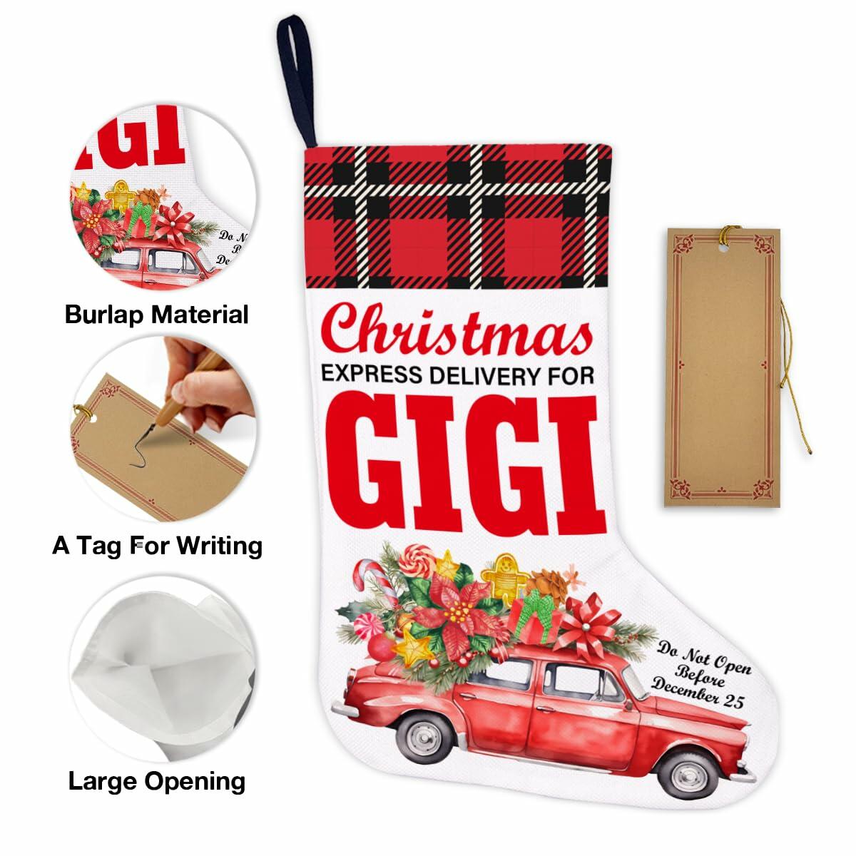 TSUYAWU Gigi Christmas Stocking Holiday Decoration 18x12 Inch