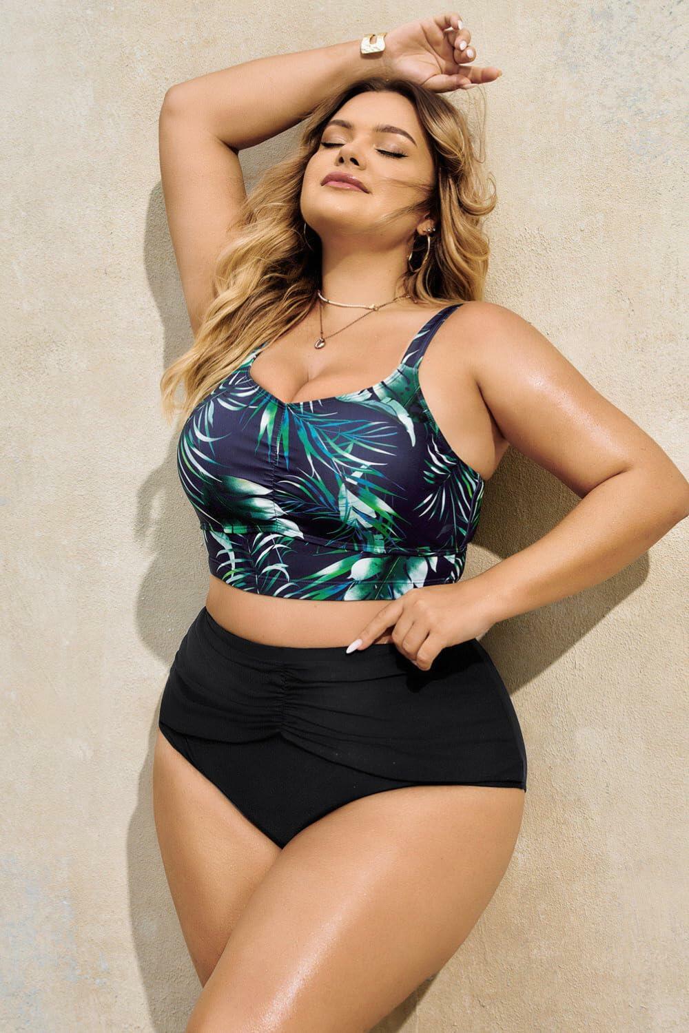 Hanna Nikole Women's High Waisted Tummy Control Bikini Bottom Black