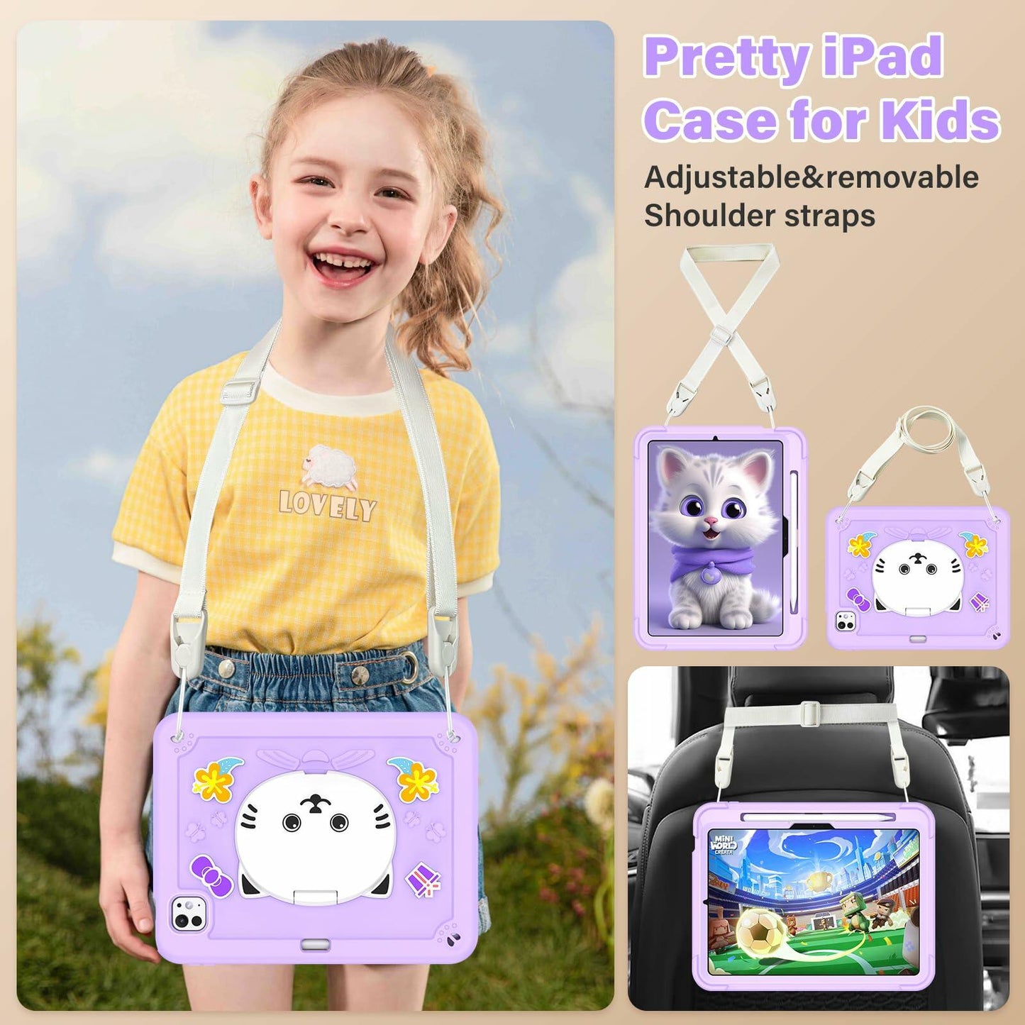 TOMORRY iPad Pro 11 Inch Case 2024 M4 5th Gen Purple with Screen Protector