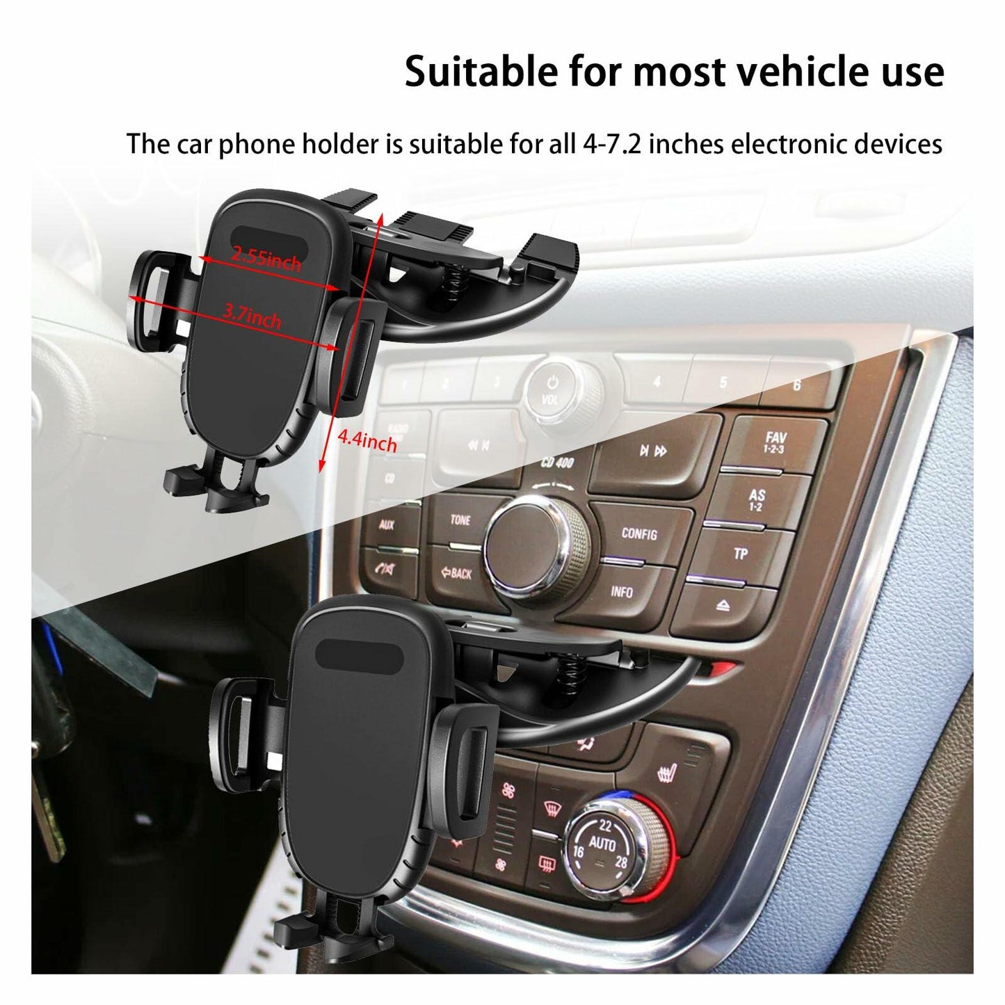 Augeny Car Phone Holder CD Slot 360° Rotatable Universal Black