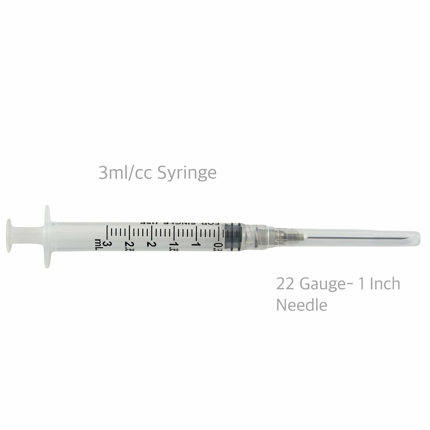 BB06/25 Generic 3ml 22G 1" Luer Lock Disposable Syringes 100 Count