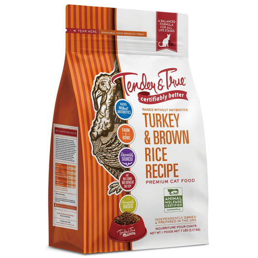 BestBy06/25 Tender & True Antibiotic-Free Turkey & Brown Rice Cat Food 7 lb