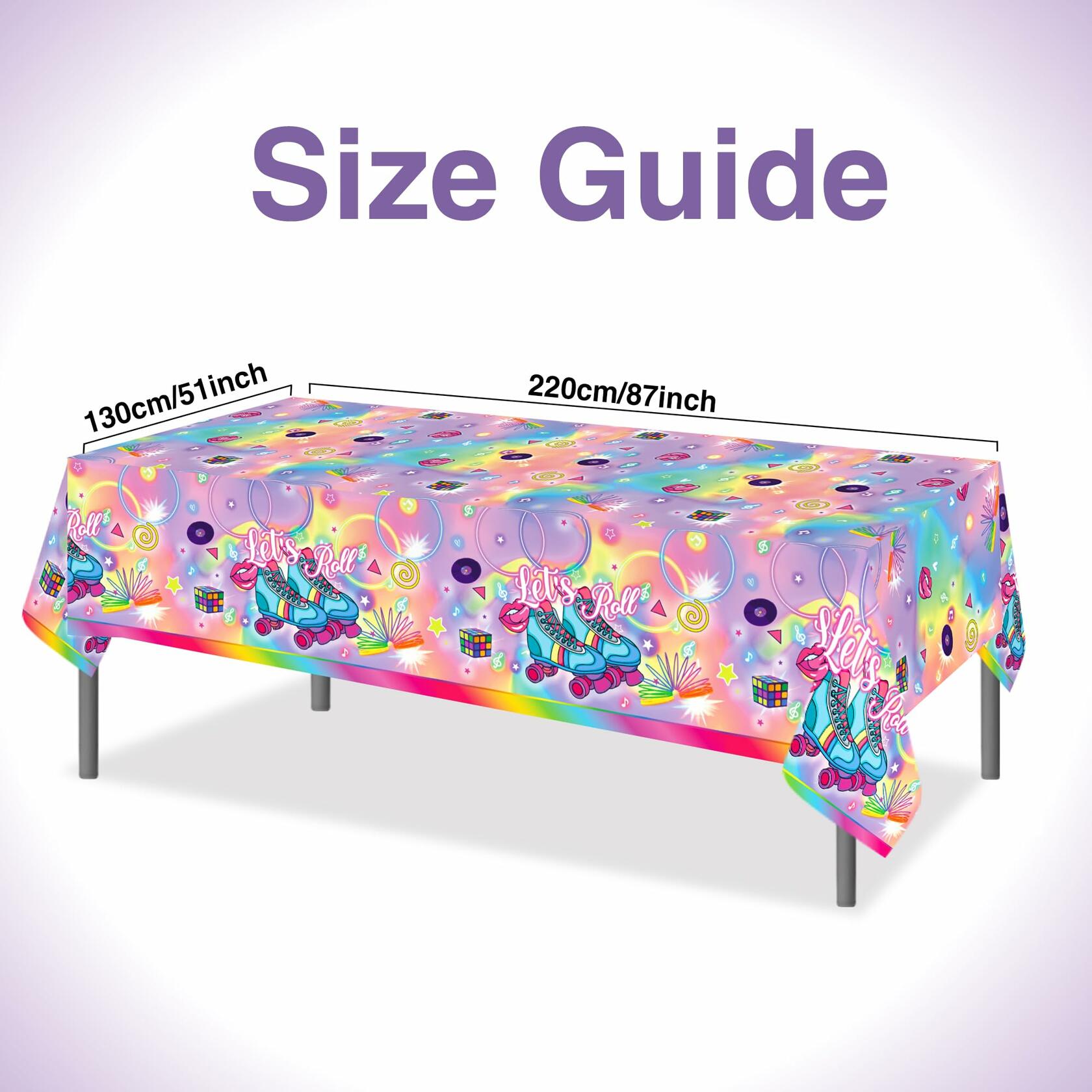 3 PCS Hippy Rainbow Disposable Plastic Tablecloth Rectangle Multicolor