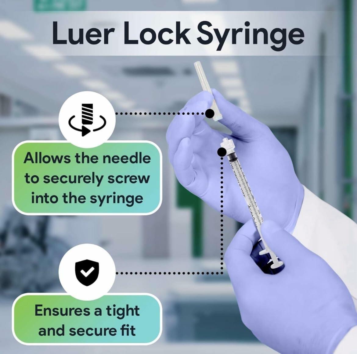 BB06/25 Generic 3ml 22G 1" Luer Lock Disposable Syringes 100 Count