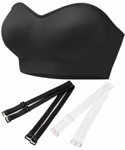 PRETTYWELL Strapless Padded Bandeau Bra Wireless Comfort Black Size L