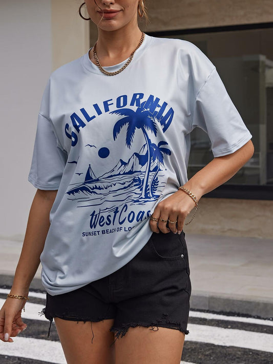 YIJIU Women's Oversized Graphic T-Shirt Grey Size XL