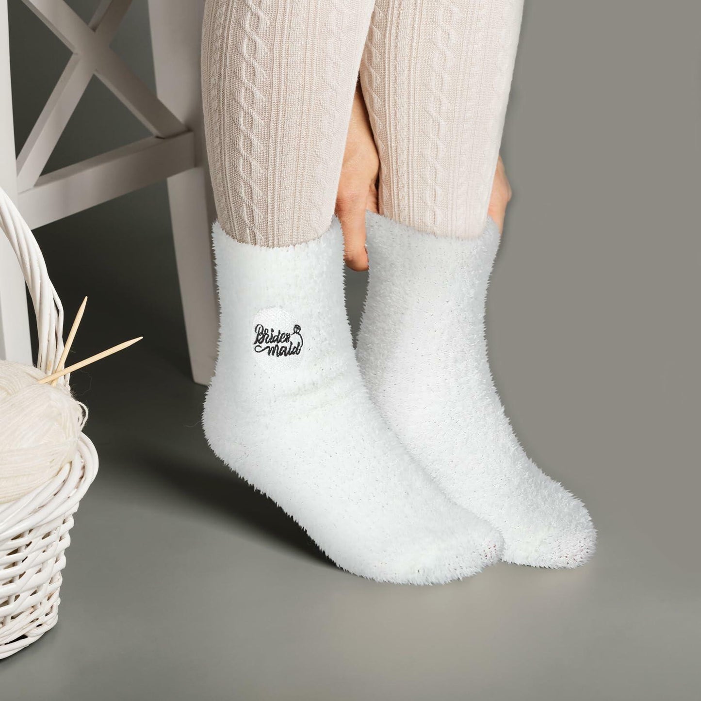 Skicuff 3 Pairs Bridesmaid Fuzzy Coral Fleece Socks Women Wedding Gifts