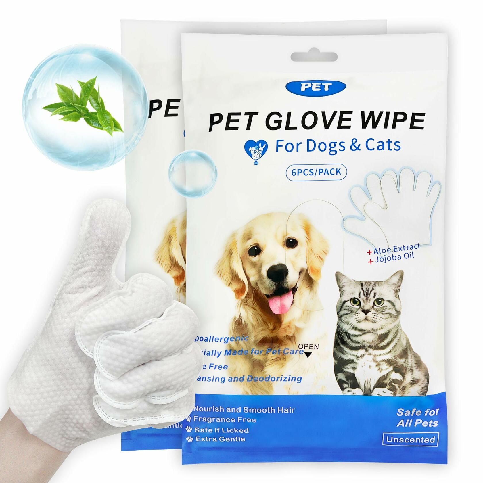 YUVEXAHOO Dog Wipes Extra Thick Deodorizing 6 PCS Blue Pack Pet Care Travel