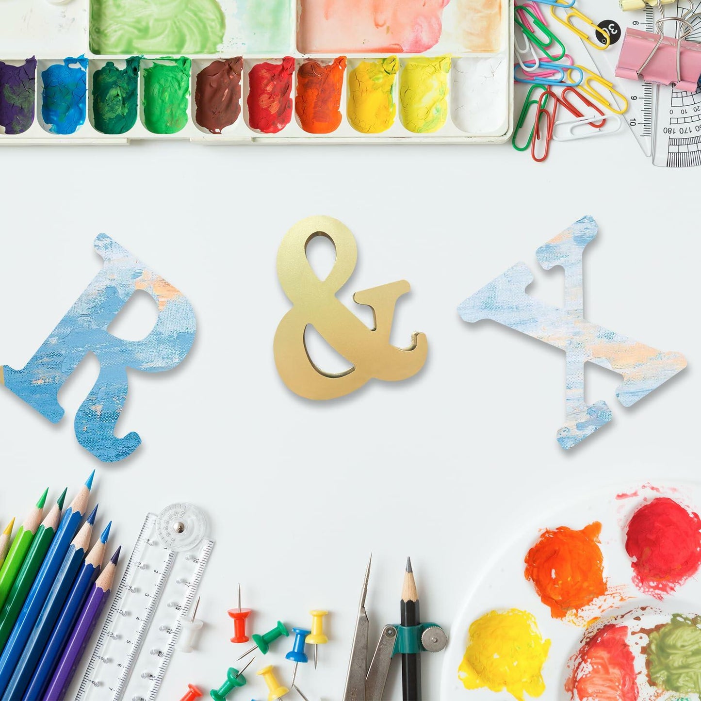 DEEZOMO 4 Inch 3D Golden Wooden Letter Z Unfinished Wood Craft Decor