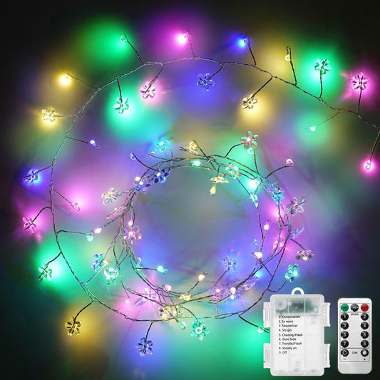 GOiECHvA 5.2Ft 80LED Battery Operated Fairy String Lights Multicolor Waterproof