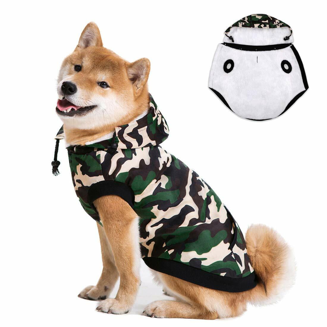 Miaododo Windproof Fleece Lined Dog Jacket Camouflage Size 5XL