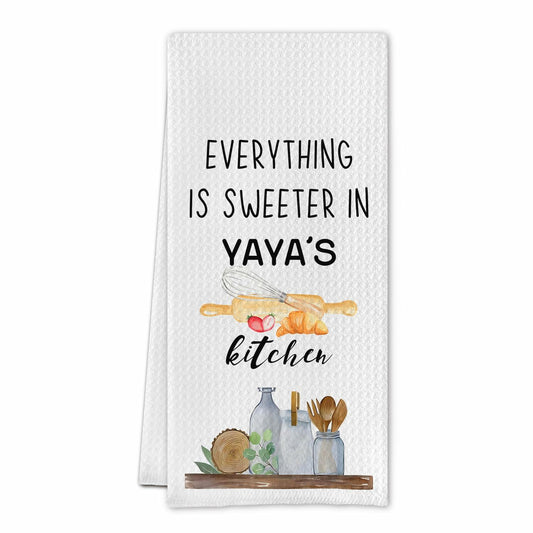 Cilrii Granny Kitchen Towels Waffle Texture Decorative 16x24 Inches