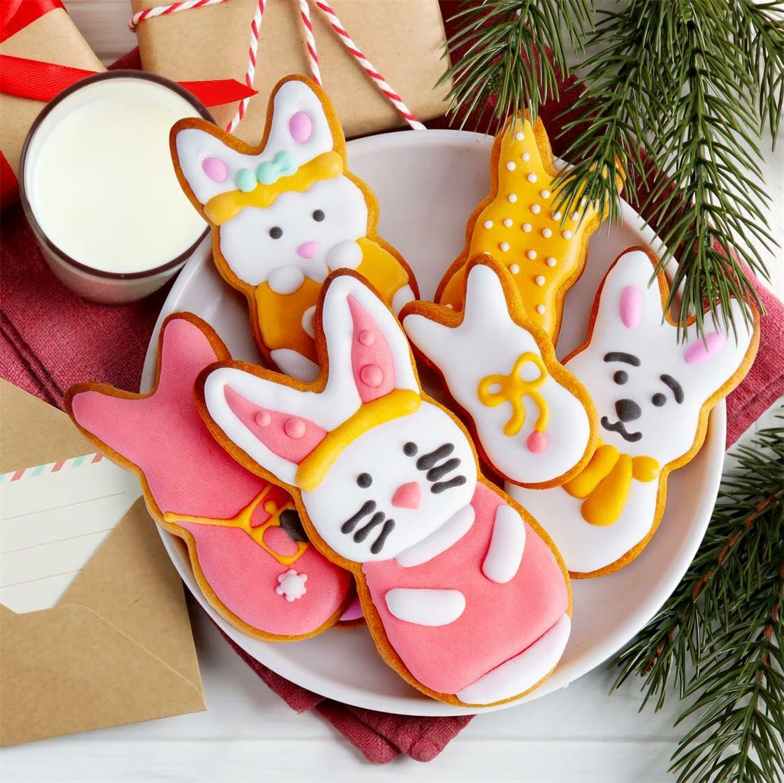Easter Bunny Cookie Cutter Set Stainless Steel 5 Pieces Holiday Party