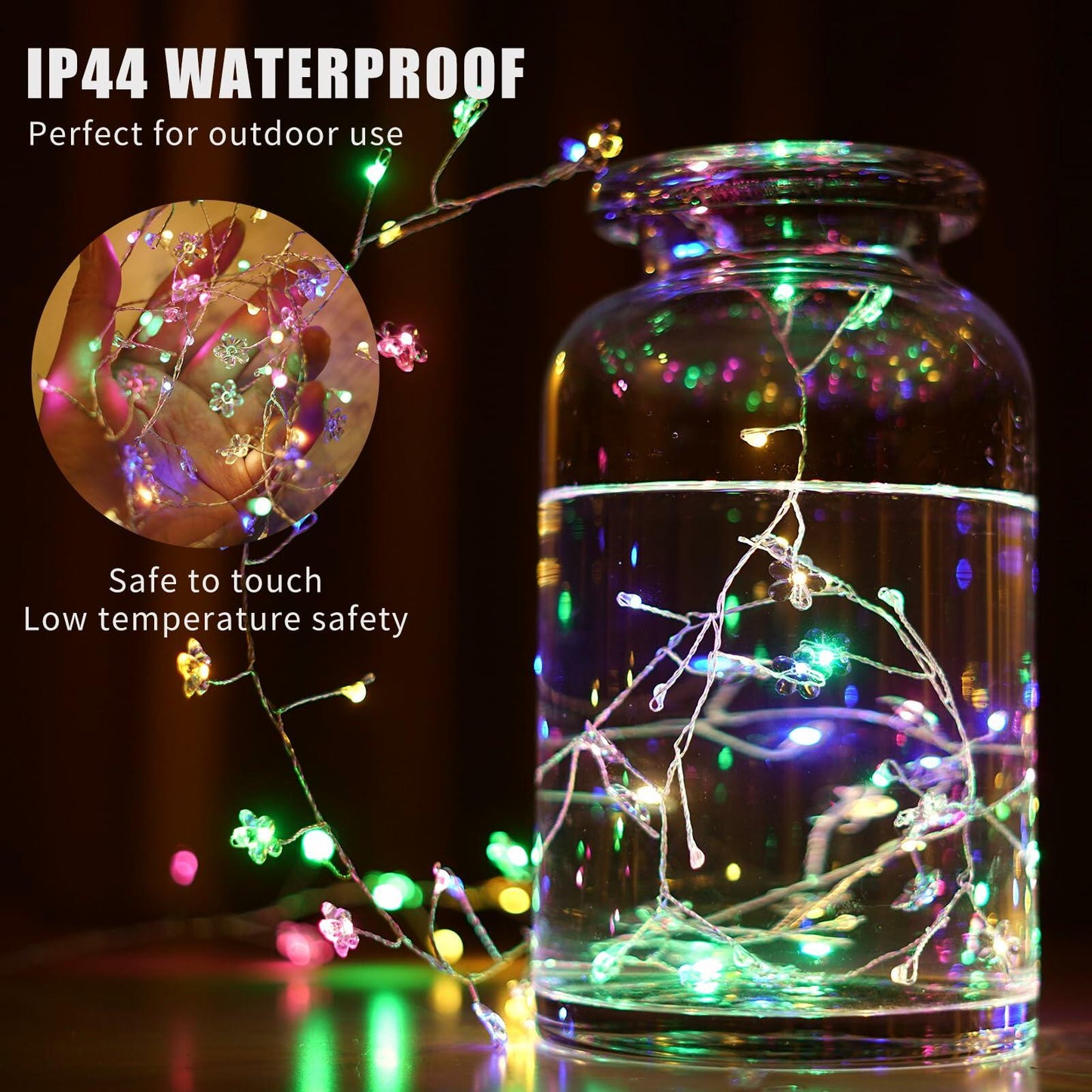 GOiECHvA 5.2Ft 80LED Battery Operated Fairy String Lights Multicolor Waterproof