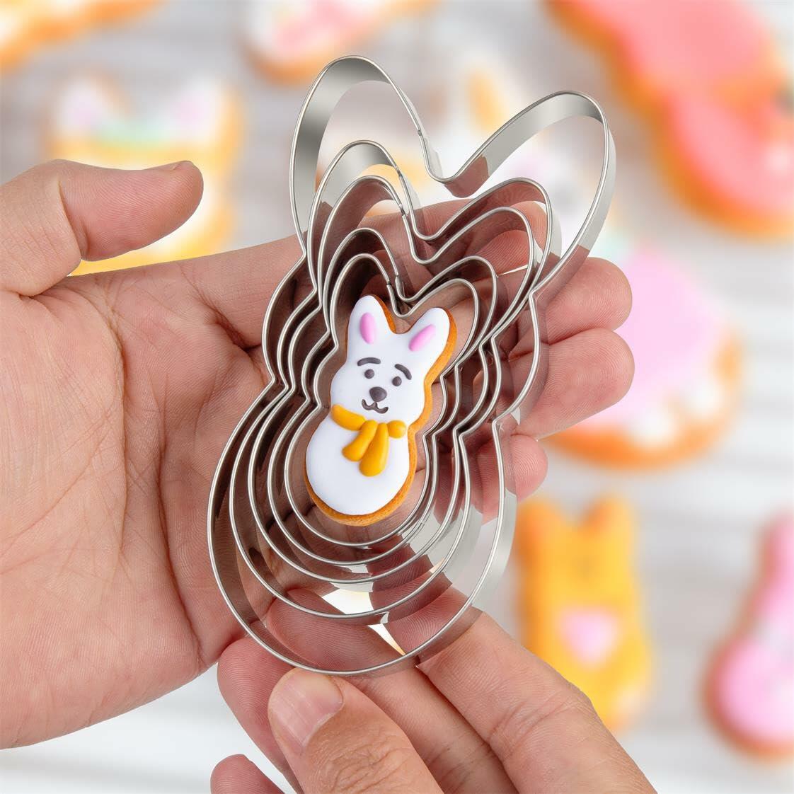Easter Bunny Cookie Cutter Set Stainless Steel 5 Pieces Holiday Party