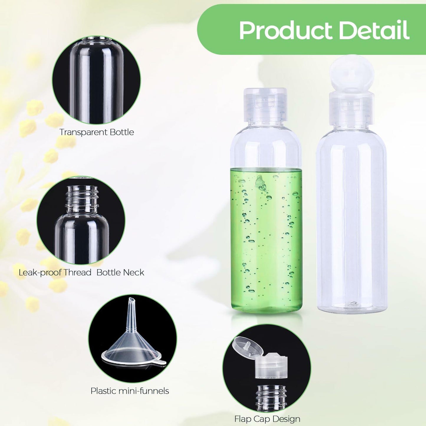 PSPIKXEG 10 Pack 3.4 OZ Clear Leak Proof Travel Bottles Transparent