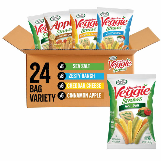 BestBy06/25 Garden Veggie Straws Variety Pack 1oz Sea Salt Ranch Cheddar 24ct