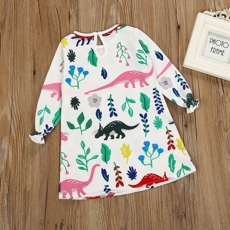Adorable Girls Toddler Long Sleeve Cotton Dress Cartoon Bird 6T