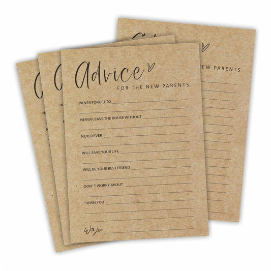 Praft Paper Baby Shower Game Cards 30 Pcs Double-Sided Fill In A06