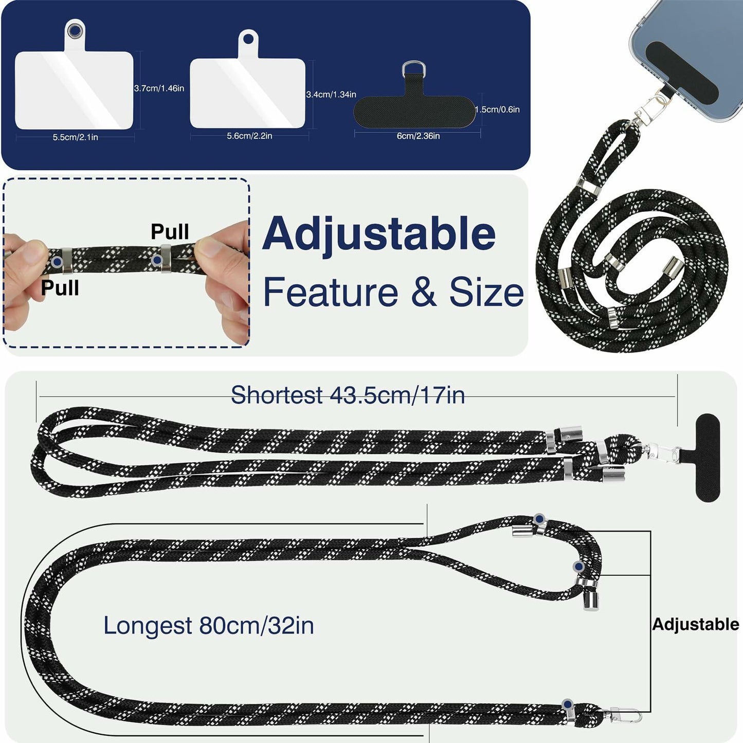 LOHASICDESIGN Universal Adjustable Detachable Phone Lanyard Pink 31.5in