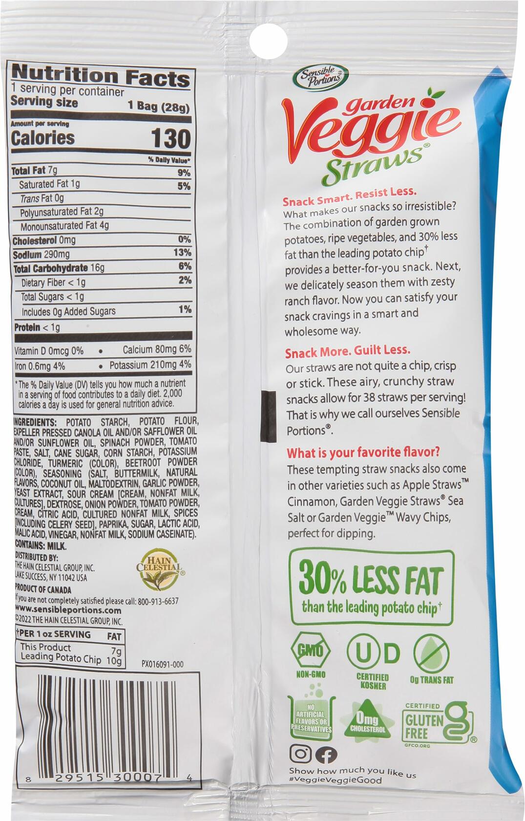 BestBy06/25 Garden Veggie Straws Variety Pack 1oz Sea Salt Ranch Cheddar 24ct