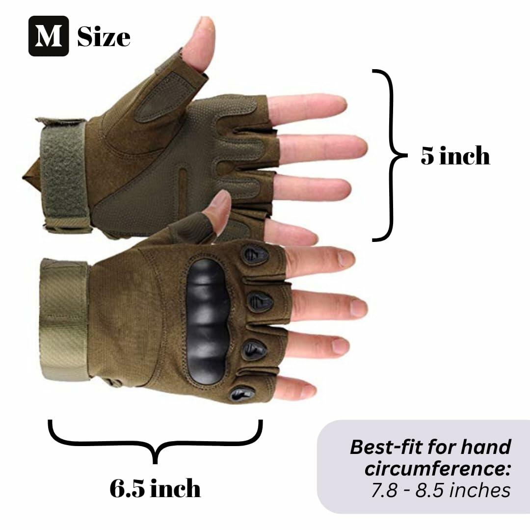 Boundless Performance Fingerless Knuckle Tactical Gloves Black