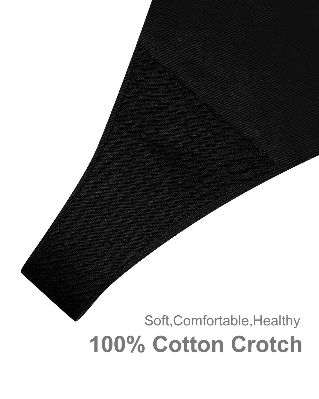 SHARICCA Women Seamless G-String Thongs Low Rise Underwear Black 5 Pack XL