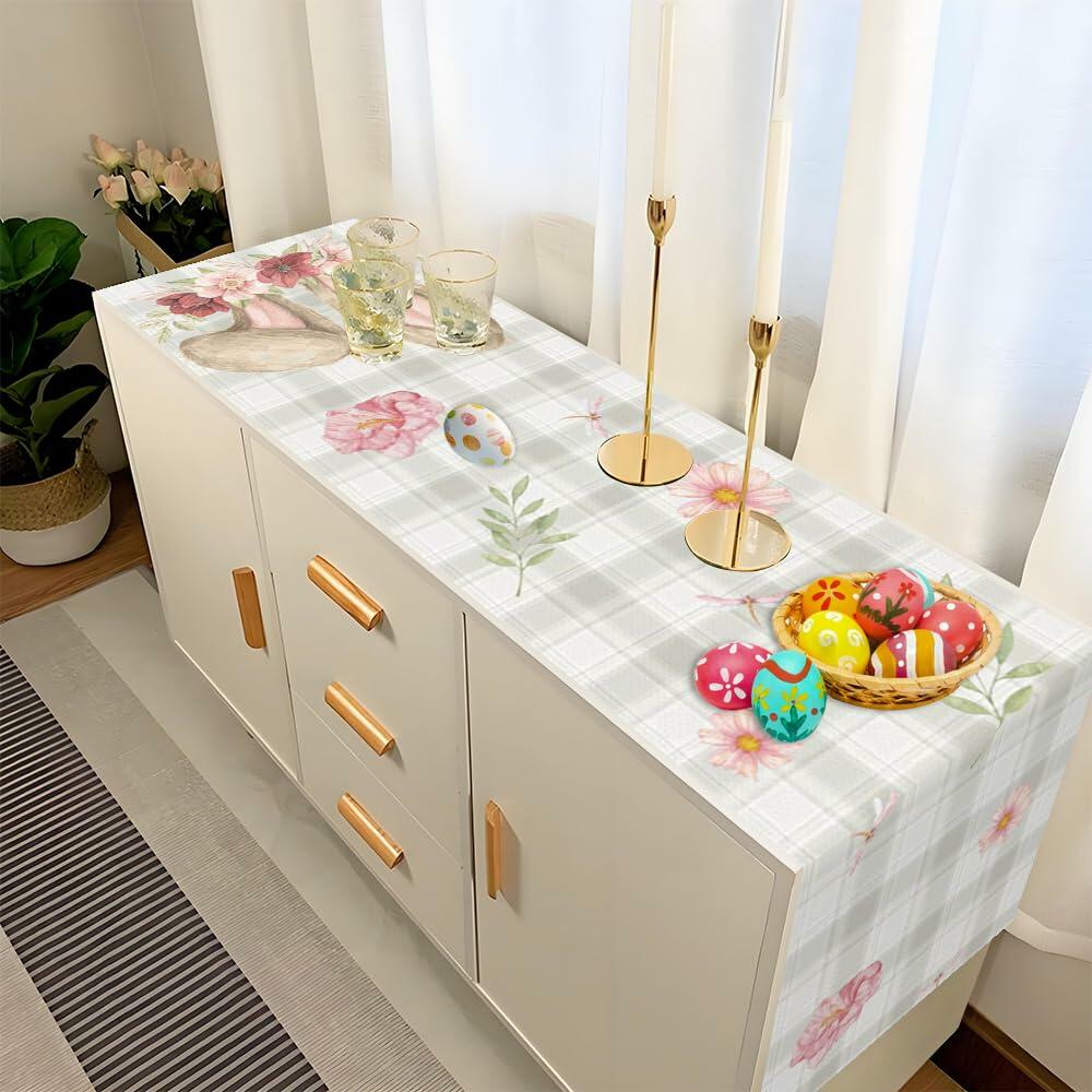 Watercolour Linen Easter Table Runner Spring Holiday Decor 13x72 Inch