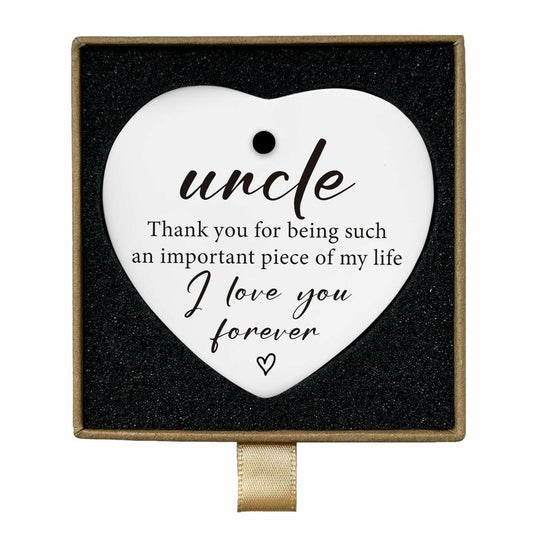 Uncle Gifts Heart Ceramic Ornament Sign Christmas Birthday Gift
