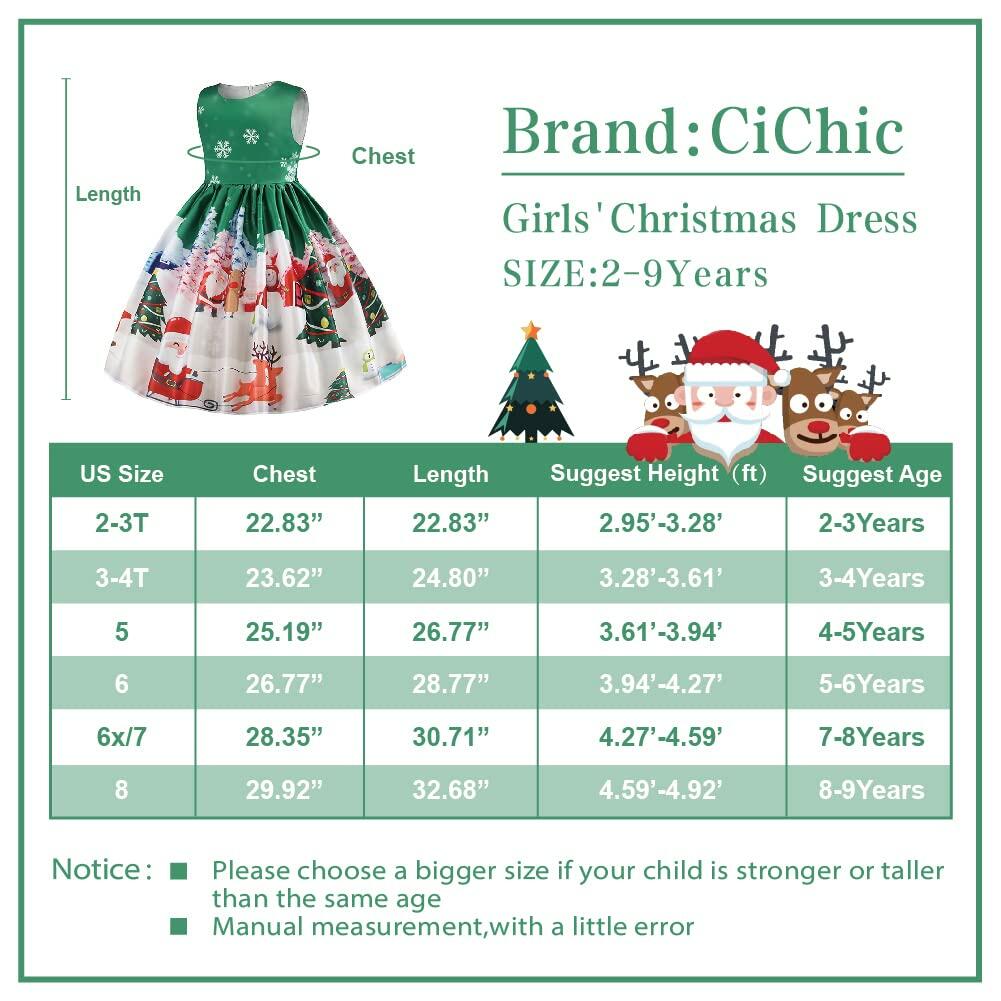Cichic Girls Santa Christmas Dress Sleeveless Green Size 2T 3T