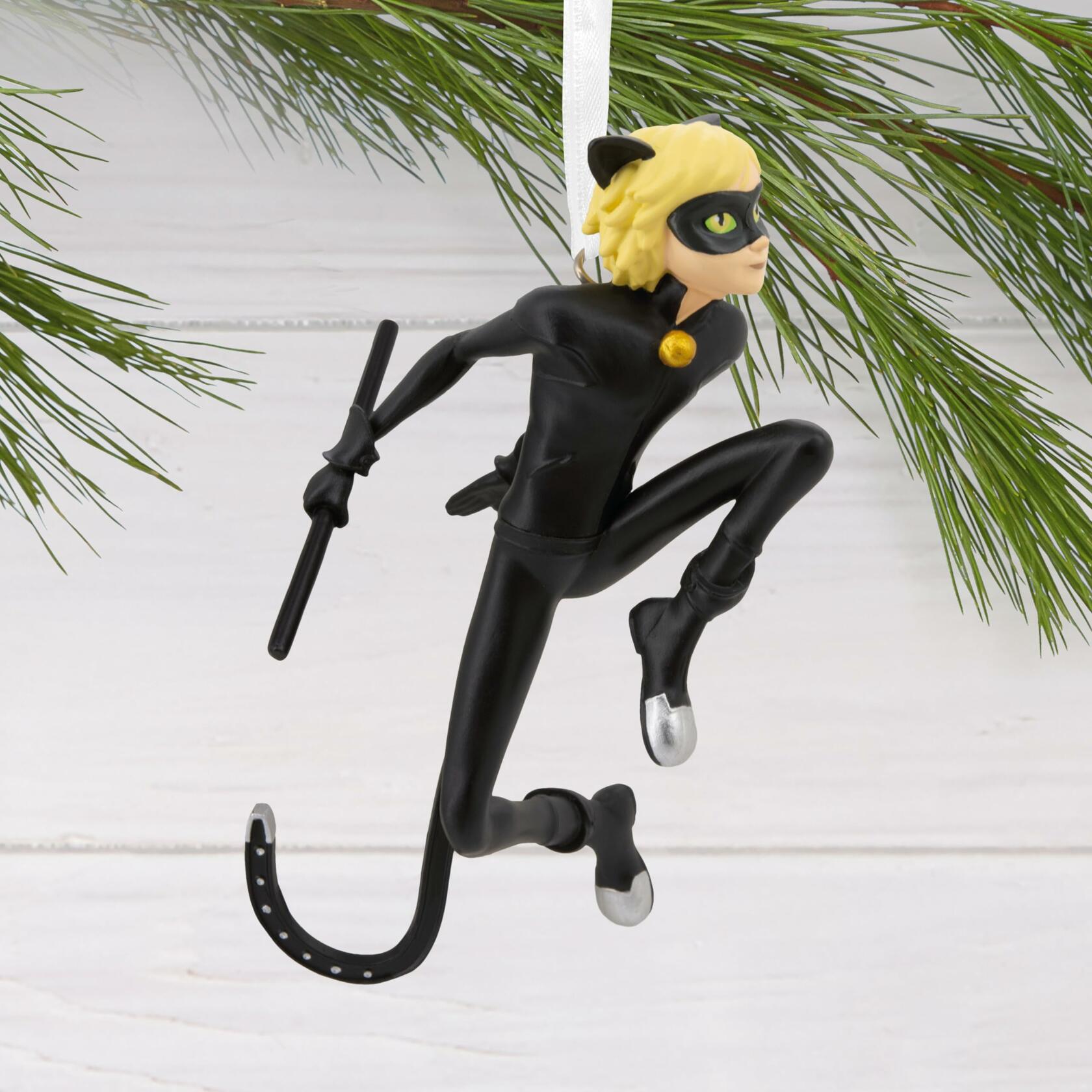 Hallmark Miraculous Cat Noir Christmas Ornament 2024 Black Bodysuit Mask