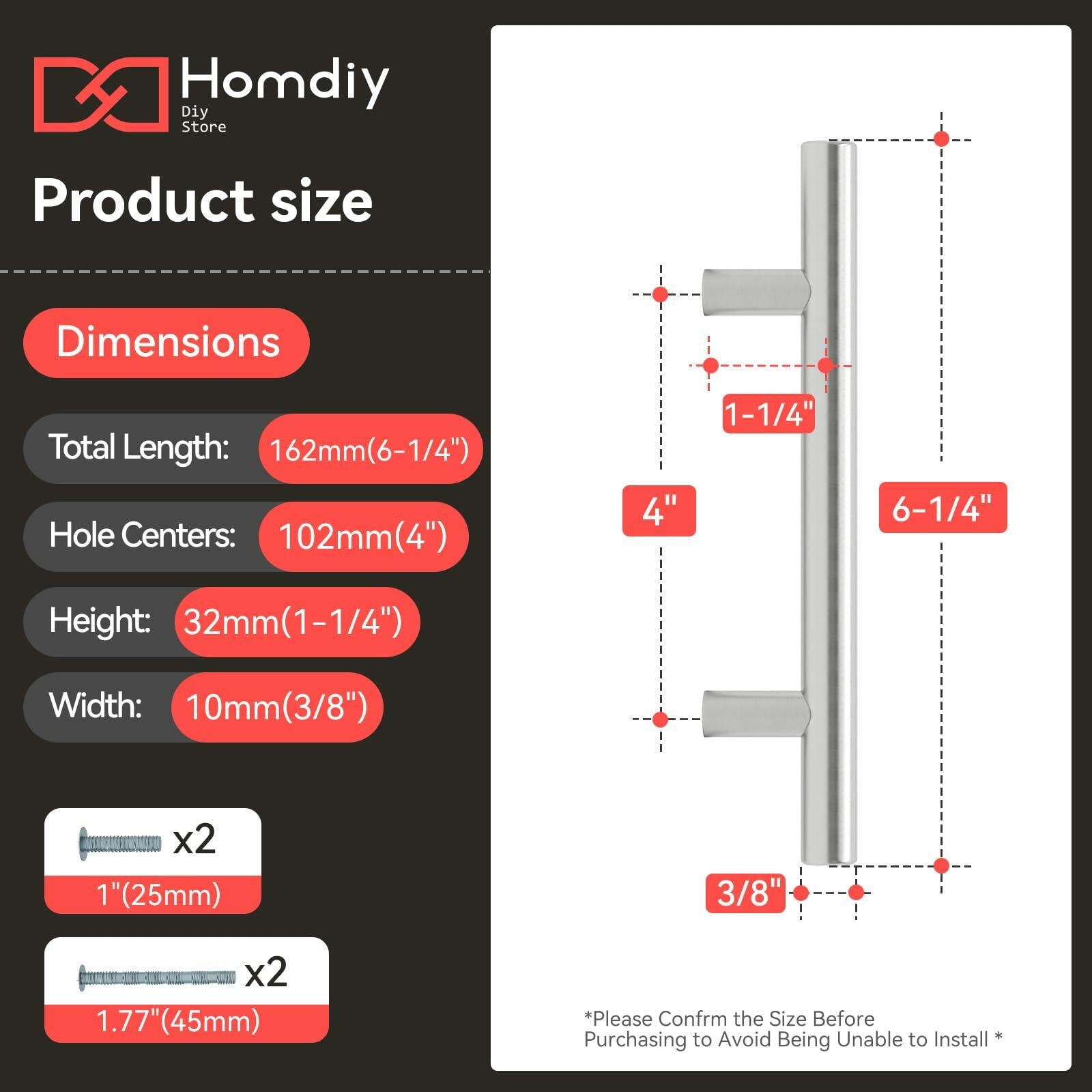 homdiy 25 Pack 4in Brushed Nickel Stainless Steel Cabinet Pulls Handles
