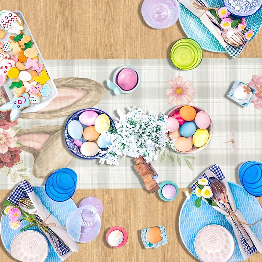 Watercolour Linen Easter Table Runner Spring Holiday Decor 13x72 Inch