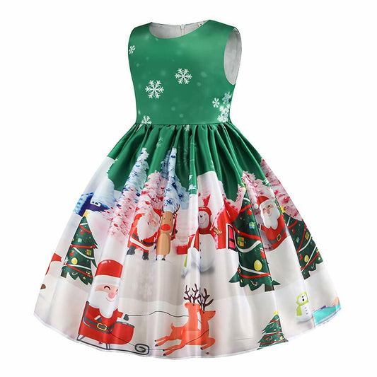 Cichic Girls Santa Christmas Dress Sleeveless Green Size 2T 3T