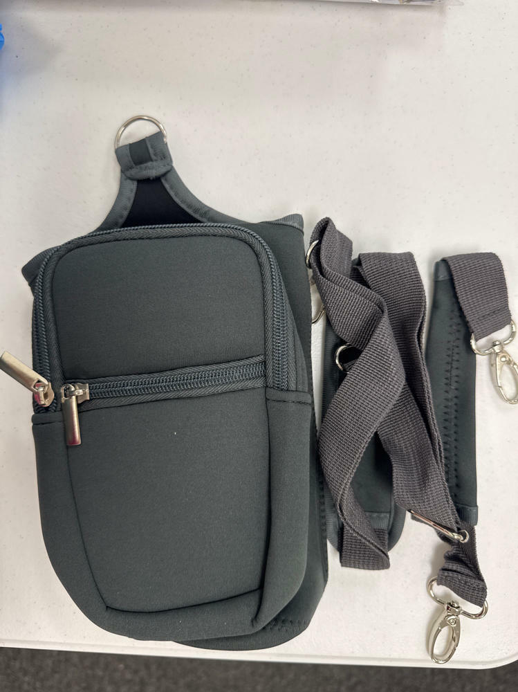 Domensi Magnetic Water Bottle Holder Carrier Bag with Phone Pocket Grey