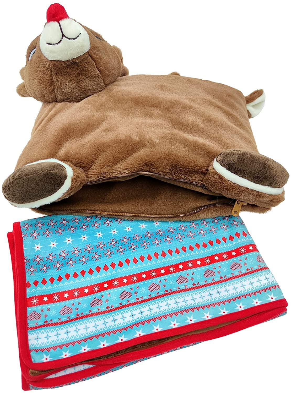 Animal Adventure Rudolph Red-Nosed Reindeer 2-in-1 Cuddle Bud Blanket 29x40