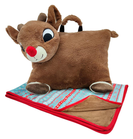 Animal Adventure Rudolph Red-Nosed Reindeer 2-in-1 Cuddle Bud Blanket 29x40