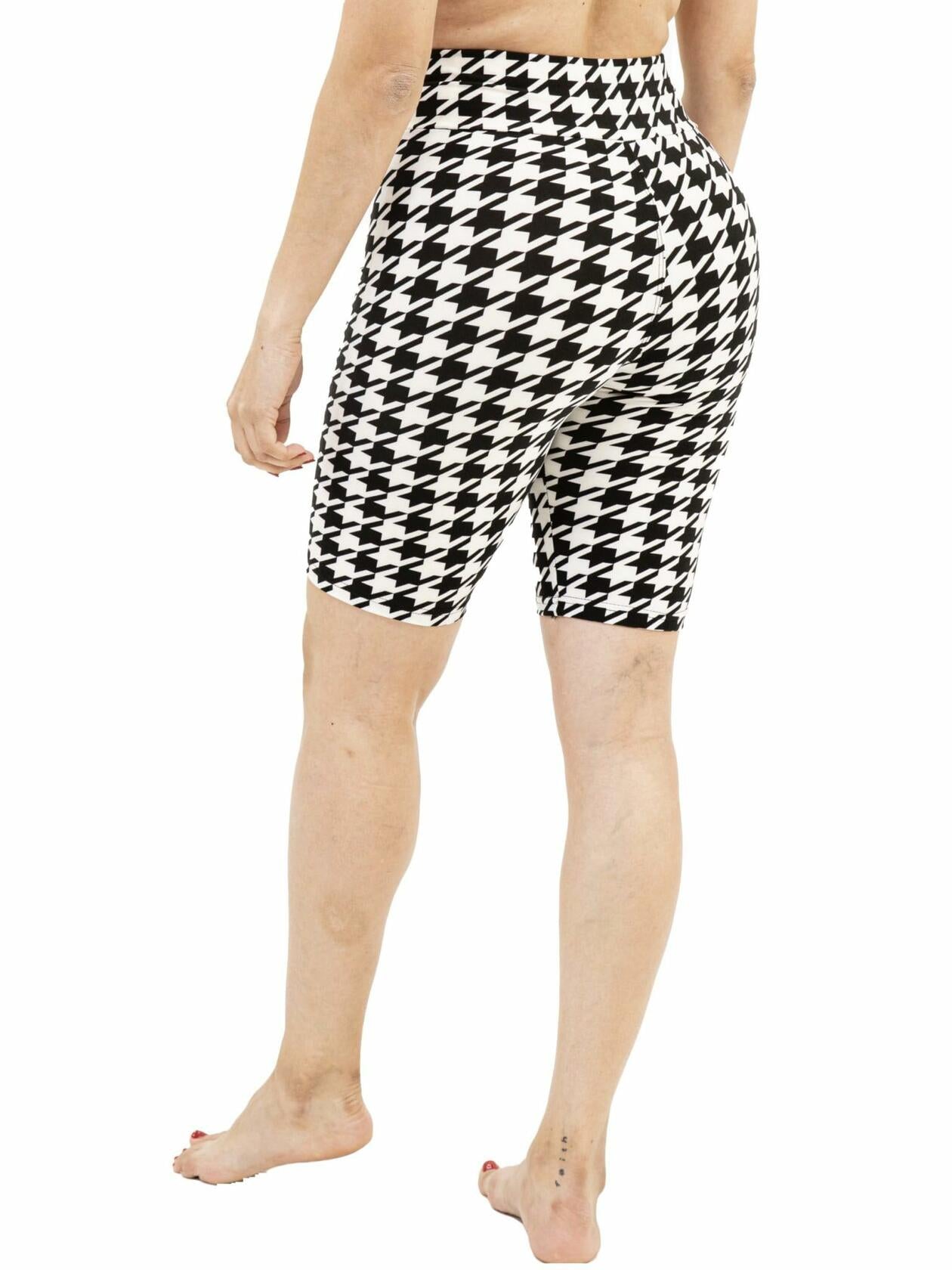 Park Women's Buttery Soft High-Waisted Biker Shorts Houndstooth Size S/M/L