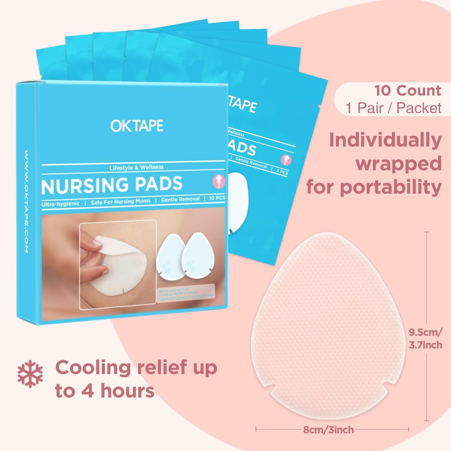 OK TAPE Hydrogel Nursing Pads Cooling Pain Relief Postpartum 10 Pcs