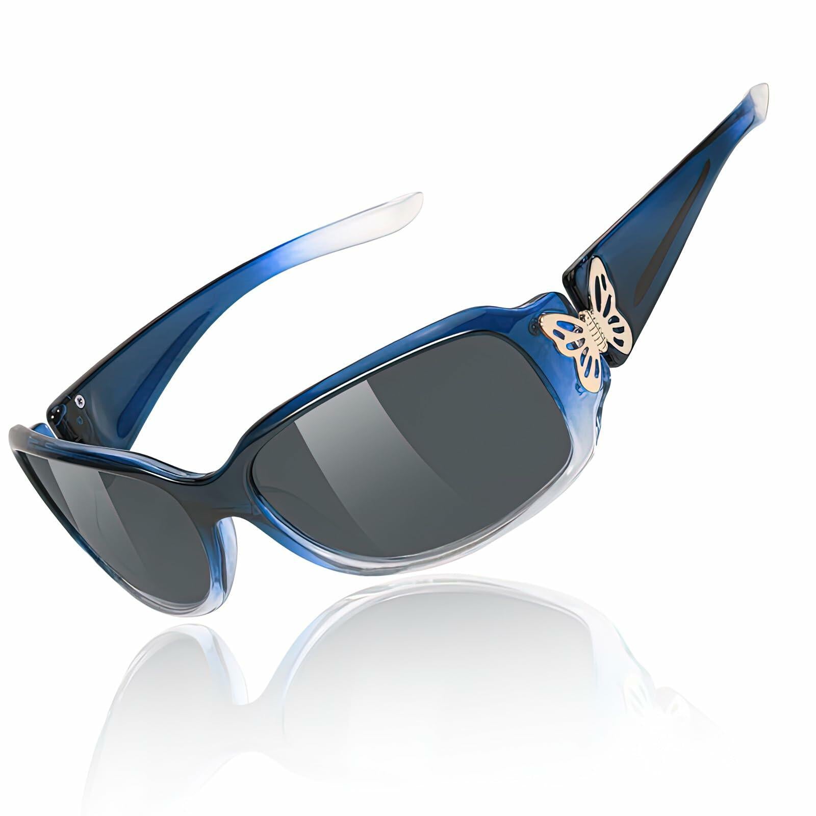 TJUTR Polarized Women's Wrap Around Butterfly Sunglasses UV400 Protection