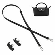 DEVPSISR Leather Adjustable Purse Strap for Longchamp Handbag Black Silver