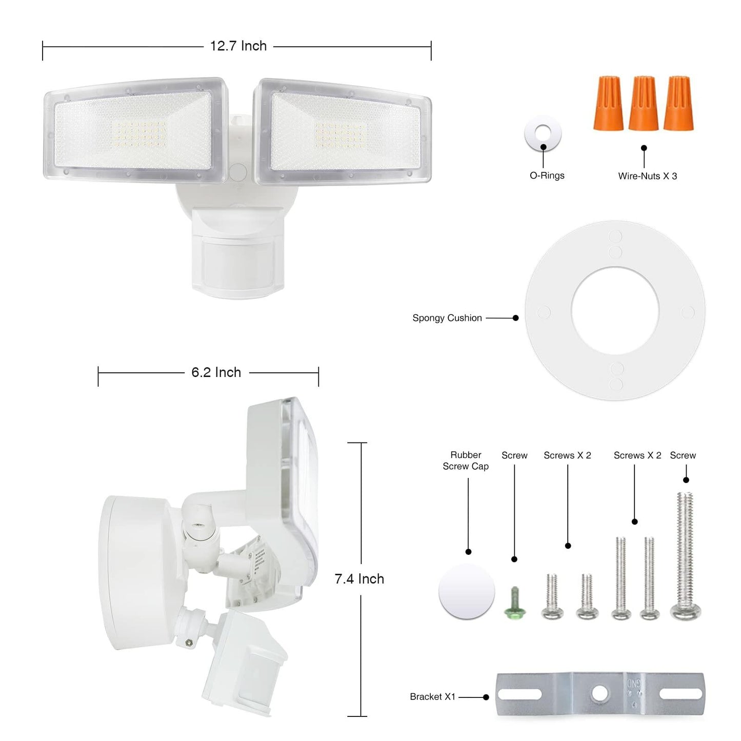 Security Lights Outdoor 3200LM 32W LED Motion Sensor Flood Light White
