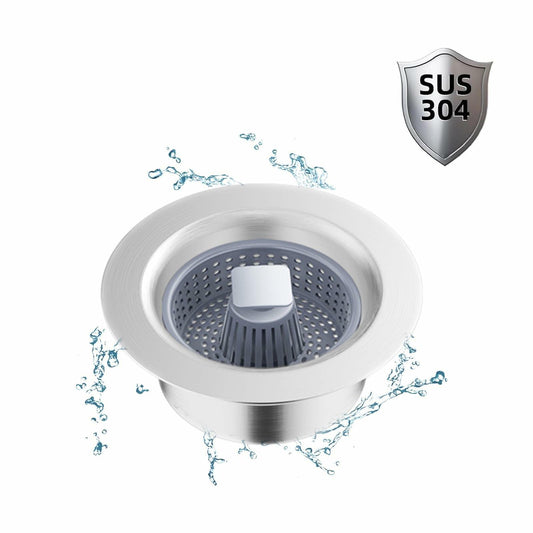 304 Stainless Steel Sink Strainer Basket with Stopper Lid 3.5 Inch Drain