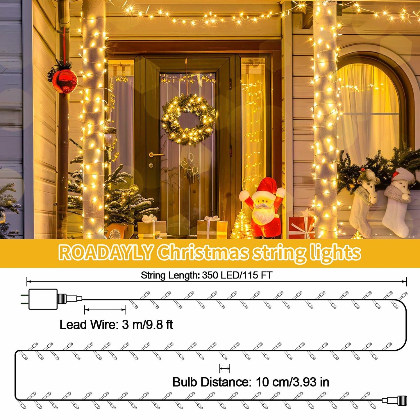 ROADAYLY 65.6FT 180 LED Halloween Fairy Lights Orange Purple Green Wire